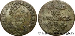 LOUIS XIV LE GRAND OU LE ROI SOLEIL Liard du 2e type 1655 Acquigny