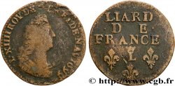 LOUIS XIV LE GRAND OU LE ROI SOLEIL Liard, 3e type, buste âgé 1699 Lille