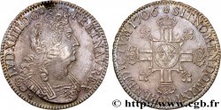LOUIS XIV LE GRAND OU LE ROI SOLEIL Écu aux huit L, 2e type 1706 Lyon TTB+/SUP