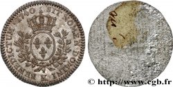 LOUIS XV DIT LE BIEN AIMÉ Tirage en étain du revers du cinquième d’écu aux branches d’olivier, tête ceinte d’un bandeau 1740 Bordeaux SUP