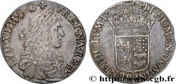 LOUIS XIV LE GRAND OU LE ROI SOLEIL Écu de Béarn, portrait apollinien 1677 Pau TTB+