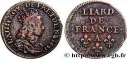 LOUIS XIV LE GRAND OU LE ROI SOLEIL Liard de cuivre, 2e type 1655 Corbeil