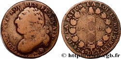 LOUIS XVI (MONARQUE CONSTITUTIONNEL)  12 deniers dit &nbsp;au faisceau&nbsp;, type FRANÇAIS 1792 Strasbourg