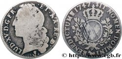 LOUIS XV THE BELOVED Demi-écu aux branches d’olivier, tête ceinte d’un bandeau 1747 Pau