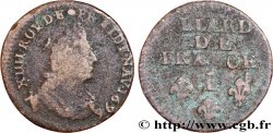 LOUIS XIV  THE SUN KING  Liard, 3e type, buste âgé 1696 Lille