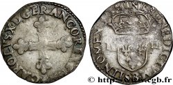 CHARLES X, CARDINAL OF BOURBON Quart d écu, croix de face 1591 Rouen XF
