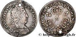 LOUIS XIV  THE SUN KING  Dixième d écu aux trois couronnes 1710 Toulouse