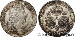 LOUIS XIV LE GRAND OU LE ROI SOLEIL Écu aux trois couronnes 1709 Paris