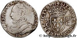 HENRI III. MONNAYAGE AU NOM DE CHARLES IX Teston, 10e type 1575 Rouen TB/TTB