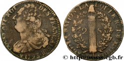 LOUIS XVI 2 sols dit  au faisceau , type FRANÇAIS 1793 Strasbourg