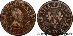 HENRI III Double tournois, 2e type de Paris, frappé au moulin 1588 Paris