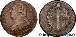 LOUIS XVI 2 sols dit  au faisceau , type FRANÇOIS 1793 Montpellier