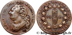 LOUIS XVI (MONARQUE CONSTITUTIONNEL)  12 deniers dit &nbsp;au faisceau&nbsp;, type FRANCOIS 1792 Lyon