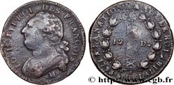 LOUIS XVI (MONARQUE CONSTITUTIONNEL)  12 deniers dit  au faisceau , type FRANÇOIS 1793 Marseille
