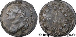 LOUIS XVI (MONARQUE CONSTITUTIONNEL)  12 deniers dit &nbsp;au faisceau&nbsp;, type FRANÇAIS 1792 Strasbourg