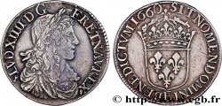 LOUIS XIV LE GRAND OU LE ROI SOLEIL Demi-écu, portrait apollinien 1660 Tours TTB