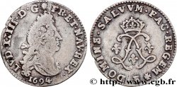 LOUIS XIV  THE SUN KING  Quatre sols aux deux L 1694 Tours VF/XF