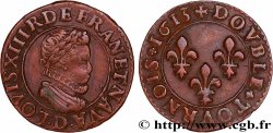 LOUIS XIII LE JUSTE Double tournois, type 2 1613 Lyon