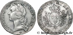 LOUIS XV DIT LE BIEN AIMÉ Écu aux branches d’olivier, tête ceinte d’un bandeau 1745 Tours TB+/TTB+