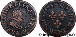 HENRY IV Double tournois, 1er type de Paris (légende française) 1606 Paris, Moulin des Étuves