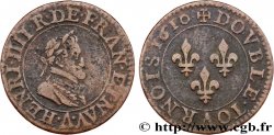 HENRI IV LE GRAND Double tournois, 2e type de Paris (légende française) 1610 Paris, Moulin des Étuves