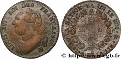 LOUIS XVI (MONARQUE CONSTITUTIONNEL)  12 deniers dit  au faisceau , type FRANÇAIS 1792 Strasbourg TB+