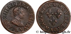 LOUIS XIII LE JUSTE Double tournois, type 1 1611 Paris, Moulin du Louvre TB+/TTB