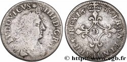 LOUIS XIV LE GRAND OU LE ROI SOLEIL Quatre sols à la croix formée de lis 1675 Lyon ou Vimy-en-Lyonnais TB+