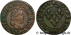 LOUIS XIII LE JUSTE Double tournois 2e type à la fraise 1616 Nantes TTB