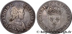 LOUIS XIV  THE SUN KING  Douzième d écu à la mèche courte 1645 Lyon
