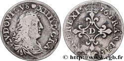 LOUIS XIV LE GRAND OU LE ROI SOLEIL Quatre sols à la croix formée de lis 1676 Vimy-en-Lyonnais (actuellement Neuville-sur-Saône)