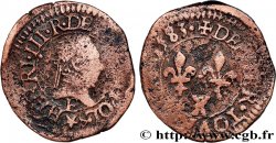 HENRY III Denier tournois, type de Tours 1583 Tours VF