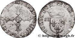 HENRI IV LE GRAND Quart d écu, écu de face, 2e type 1592 Tours TB/TB+