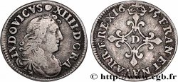 LOUIS XIV LE GRAND OU LE ROI SOLEIL Quatre sols à la croix formée de lis 1675 Lyon ou Vimy-en-Lyonnais