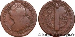 LOUIS XVI (MONARQUE CONSTITUTIONNEL)  2 sols dit  au faisceau , type FRANÇOIS 1792 Perpignan