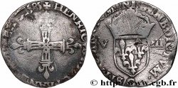 HENRI III Huitième d&nbsp;écu, croix de face 1585 Saint-Lô
