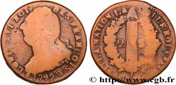 LOUIS XVI 2 sols dit &nbsp;au faisceau&nbsp;, type FRANCOIS 1792 Lille