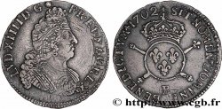 LOUIS XIV  THE SUN KING  Demi-écu aux insignes 1702 Rouen