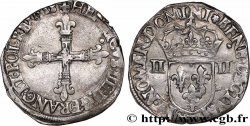 HENRY III Quart d écu, croix de face 1588 Nantes