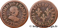 LOUIS XIII LE JUSTE Double tournois, type 4 1618 Lyon