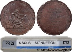 REVOLUTION COINAGE Monneron de 5 sols à l Hercule (Proof) 1792 