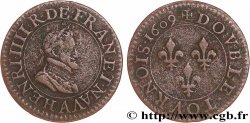 HENRY IV Double tournois, 2e type de Paris (légende française) 1609 Paris, Moulin des Étuves XF