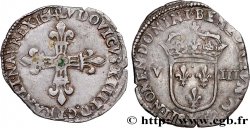 LOUIS XIV  THE SUN KING  Huitième d écu, titulature côté croix 1644 Bordeaux XF/AU