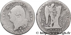 LOUIS XVI (MONARQUE CONSTITUTIONNEL)  15 sols dit &nbsp;au génie&nbsp;, type FRANCOIS 1791 Limoges