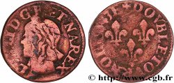 LOUIS XIII LE JUSTE Double tournois, type de Warin 1643 Corbeil
