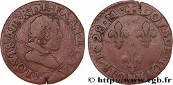 LOUIS XIII LE JUSTE Double tournois, type 7 1628 Bordeaux