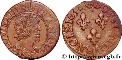 LOUIS XIII LE JUSTE Double tournois, type 12 1638 Tours TTB