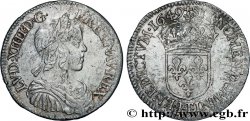 LOUIS XIV LE GRAND OU LE ROI SOLEIL Demi-écu, portrait à la mèche longue 1649 Nantes TTB