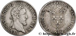 HENRI II Teston à la tête laurée, fabriqué au moulin 1554 Paris, Moulin des Étuves TTB