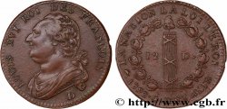 LOUIS XVI (MONARQUE CONSTITUTIONNEL)  12 deniers dit &nbsp;au faisceau&nbsp;, type FRANCOIS 1792 Lyon